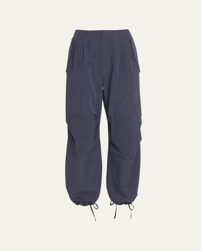 Feodora Pleated-Front Tie-Cuff Pants